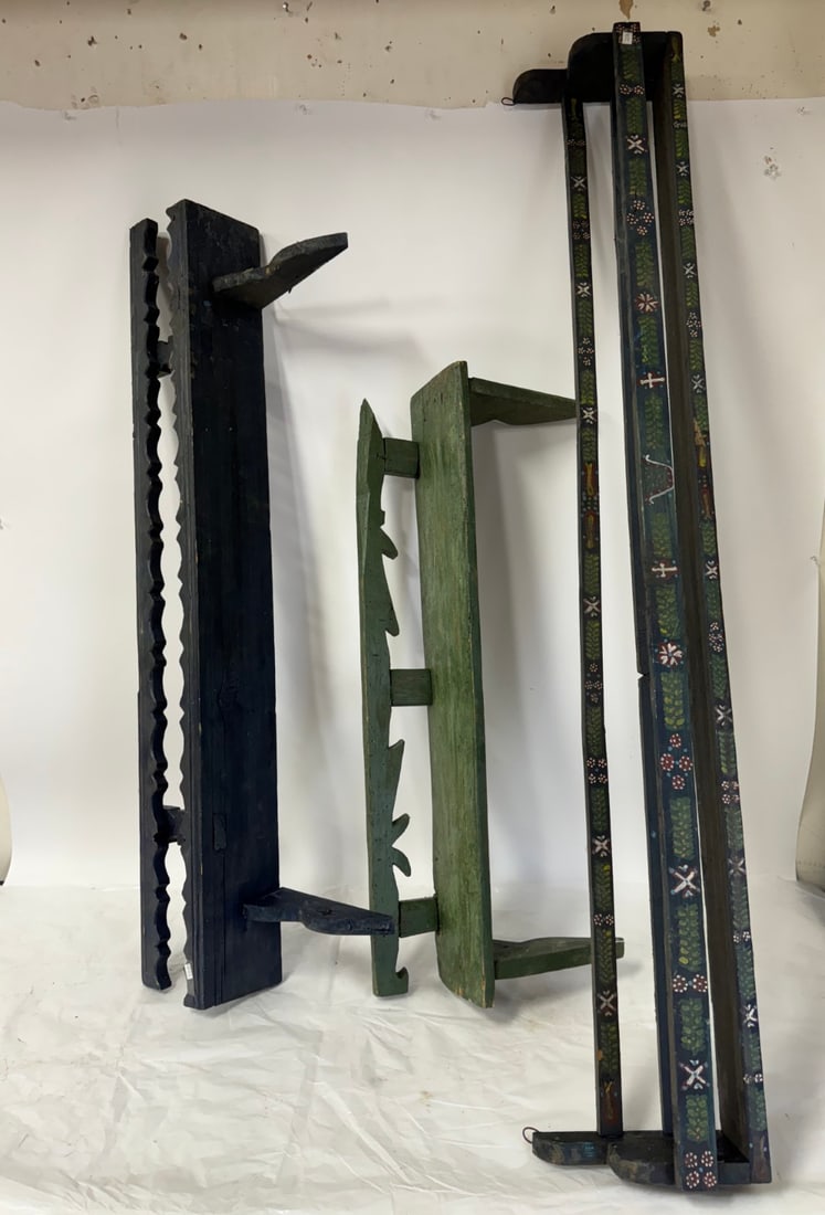 Three(3) Primitive Painted Wooden Shelves (1 of 2)