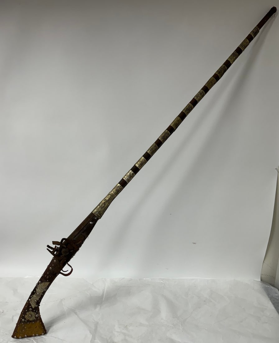 Decorative Flint Musket: 62in.L.