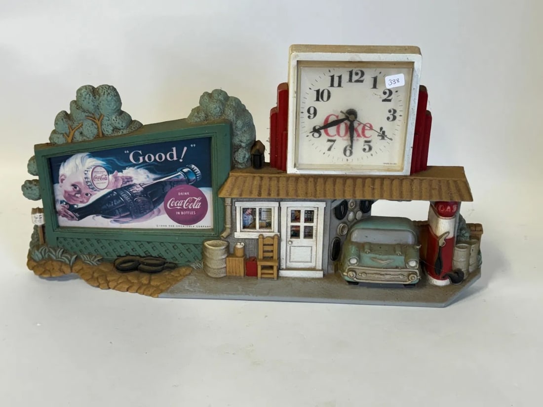Coca-Cola Advertising Clock: Battery operated 11 1/2"H x 21 3/4"W