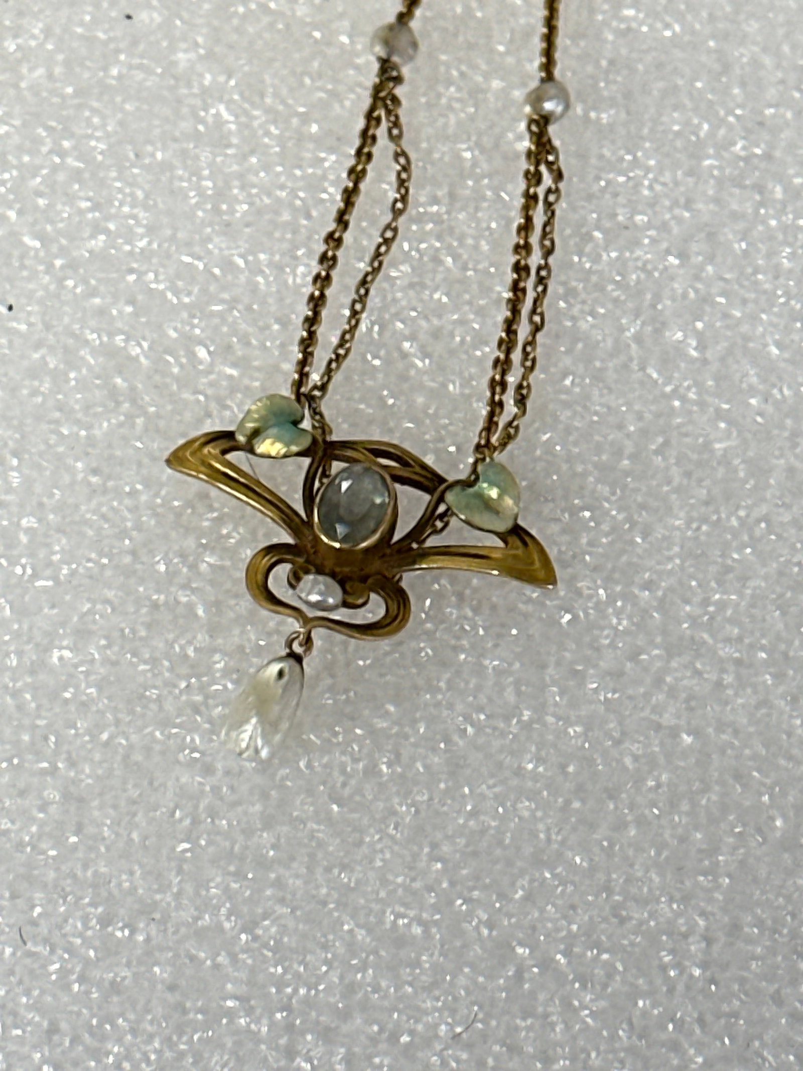 Superb Art Nouveau 14 K Neckace: Marked 14 K. 1 All original as pictured