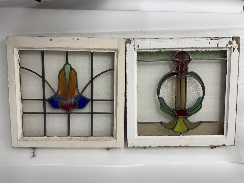 Two  Antique Leaded Glass Windows (1 of 3)