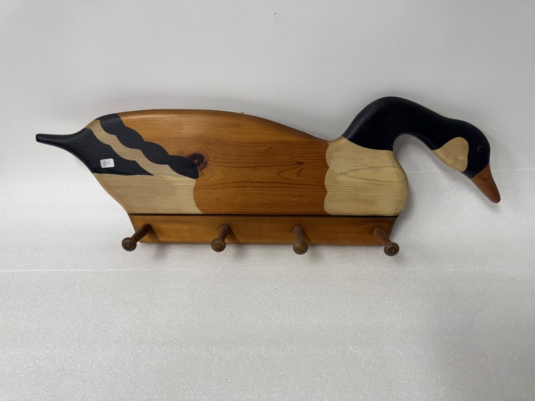 Ron Fisher Carved Wood Goose Coat Rack (1 of 2)