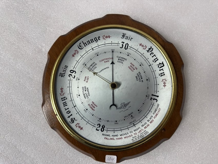Vintage English Barometer: 10.5in.D.