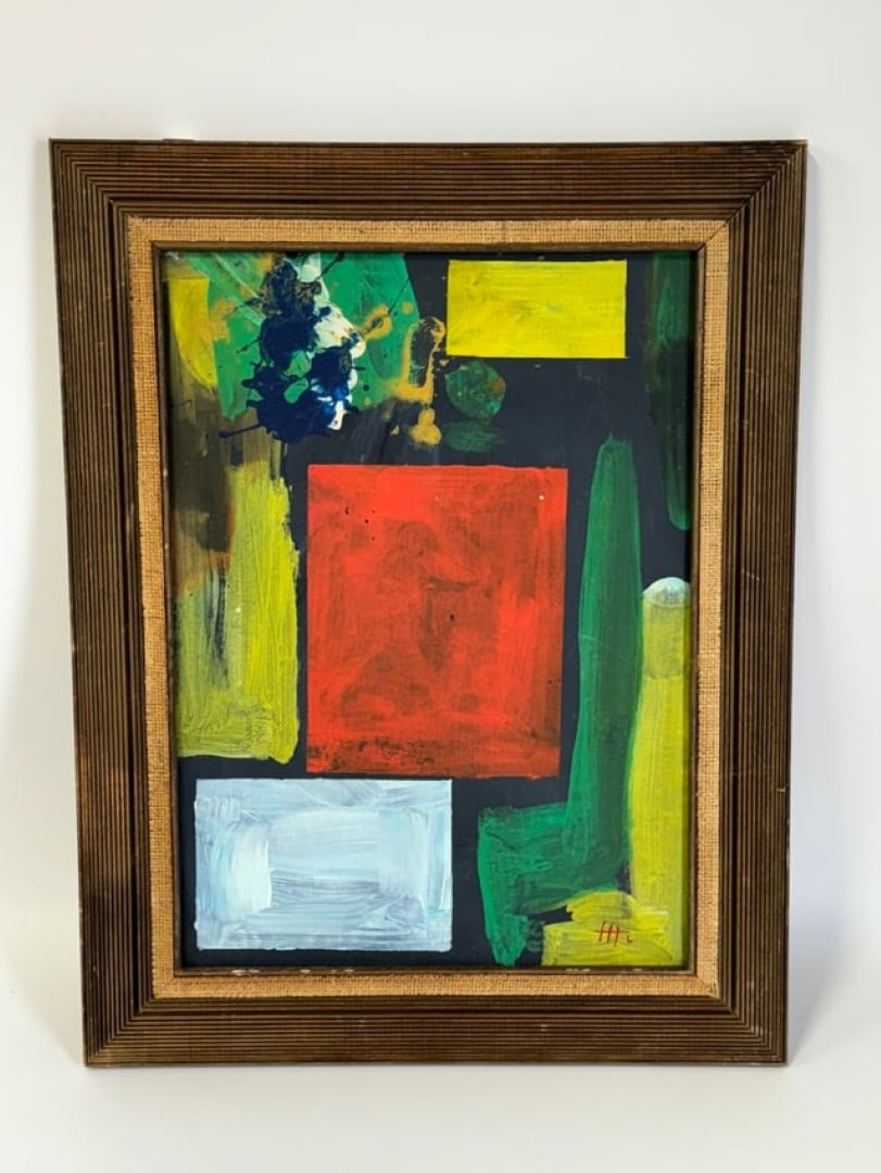 Hofmann, Hans Oil. Signed: Hofmann, Hans (German-Amer.) 1880-1996) Signed HHH. Oil on canvas. Colorful abstract.17 3/4” H x 12 3/4” W. ( Work). 22 3/4” H x 17 3/4 “ W Overall