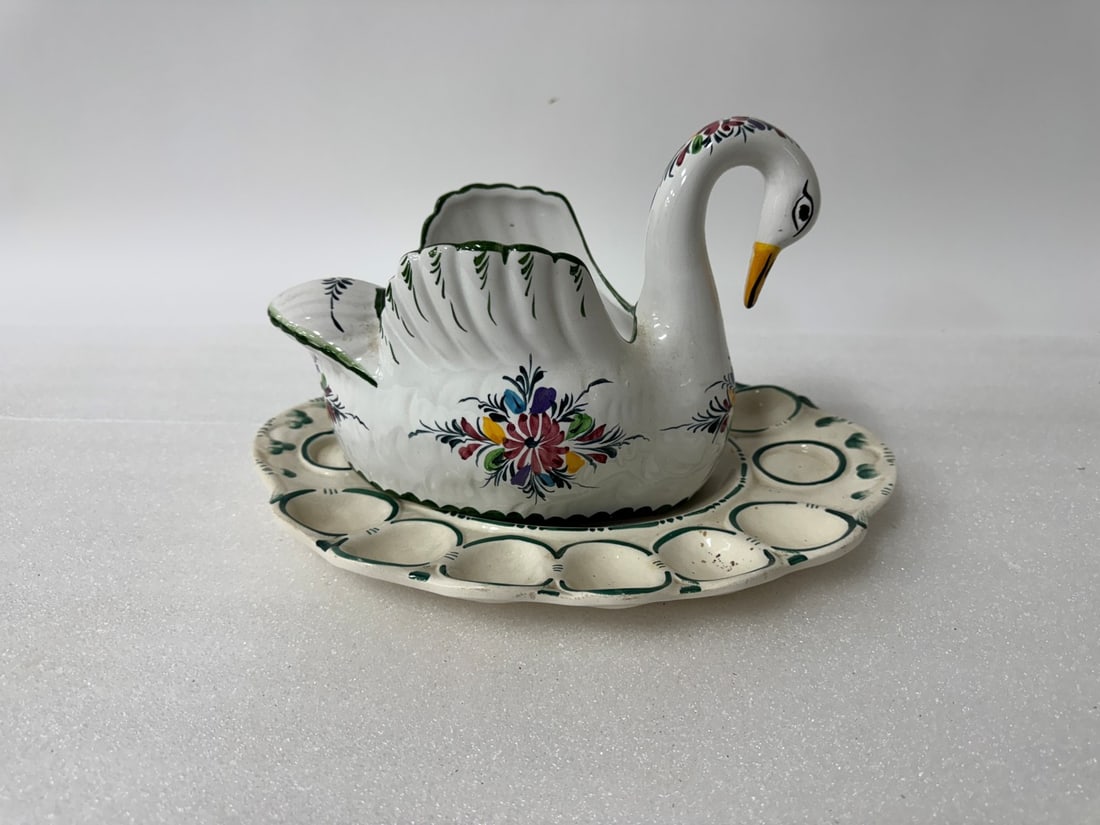 Italian Ceramic Egg Plate & Swan Planter (1 of 3)