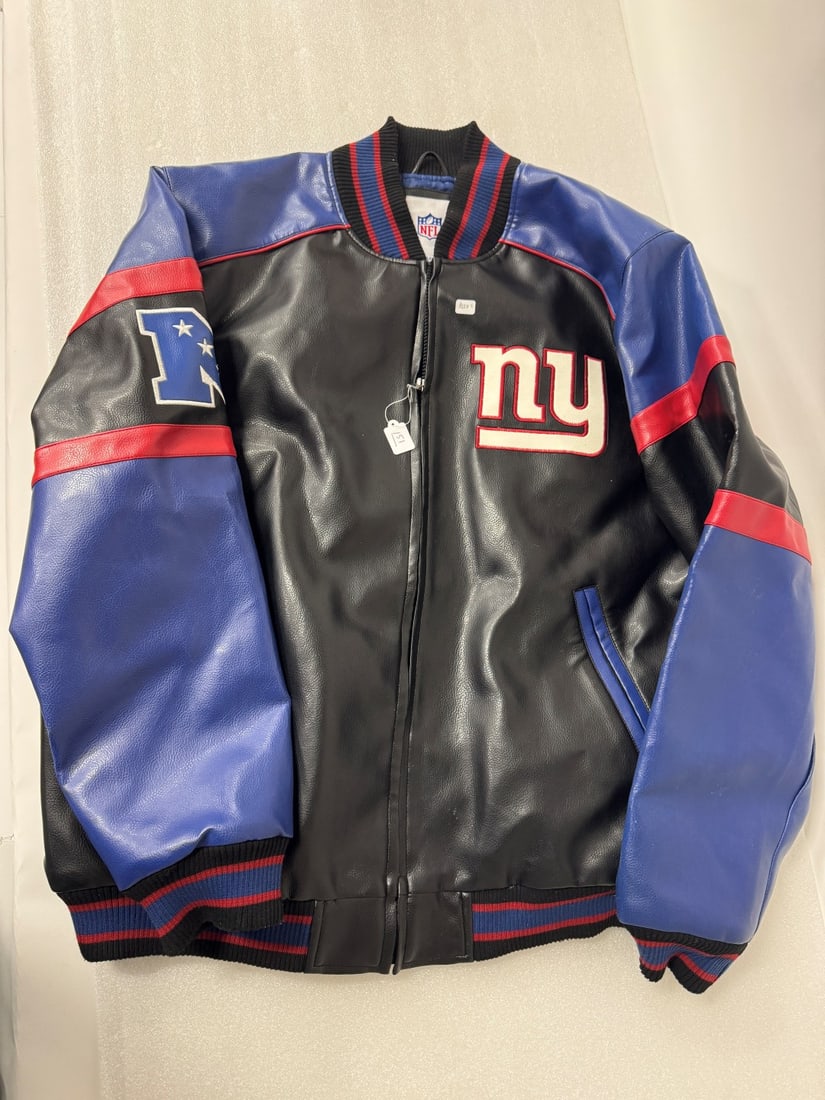 New York Giants Leather NFL Jacket: XL/EG Size Like New Condition