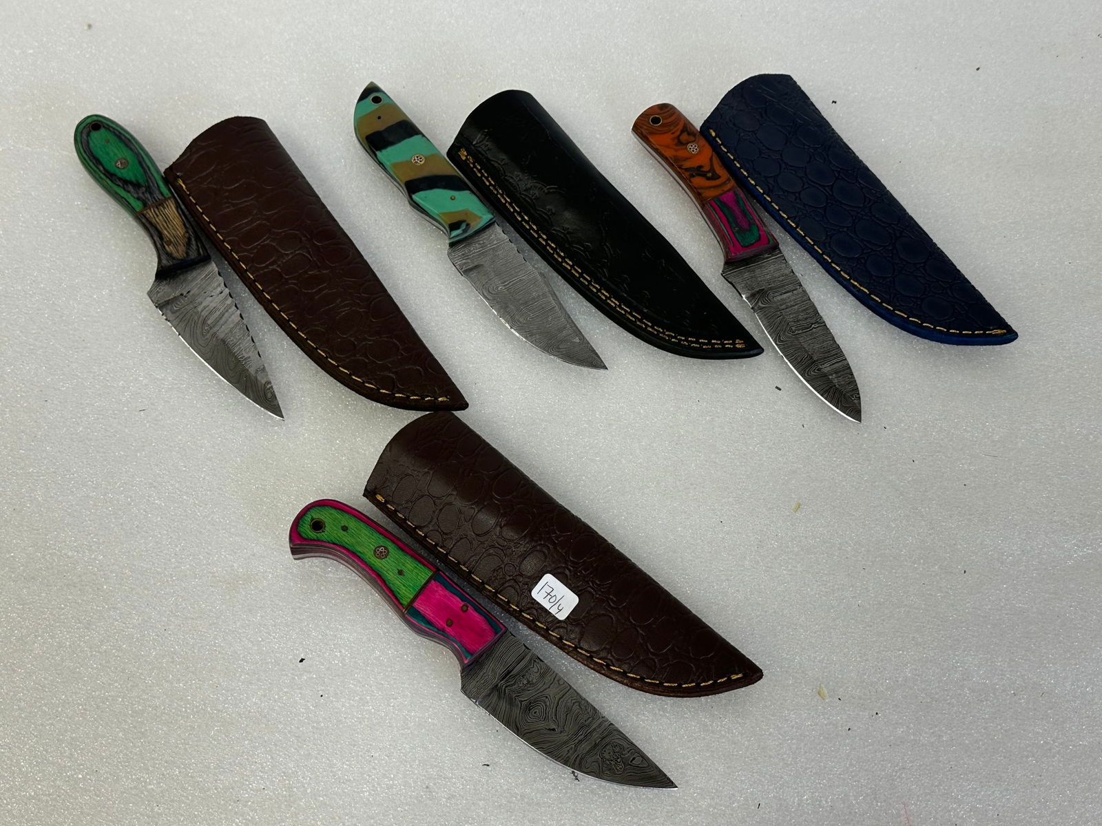 Damascis Steel Knives in Sheaths (4) (1 of 1)
