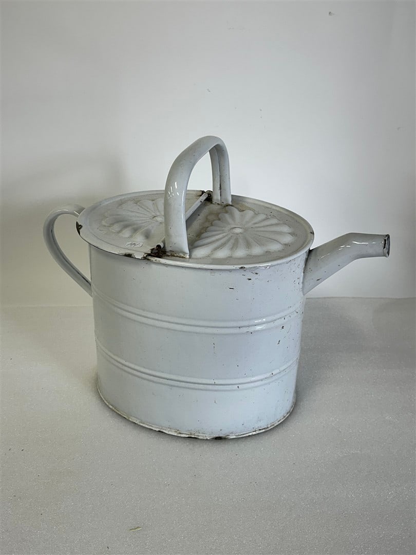 Vintage Enameled Watering Can: 14"H x 17"W