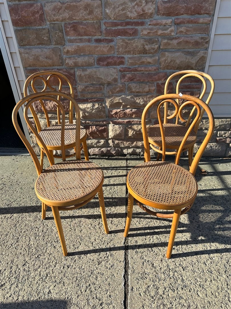 Set of Bentwood Chairs (4): 35"H x 16"W Cane seats.