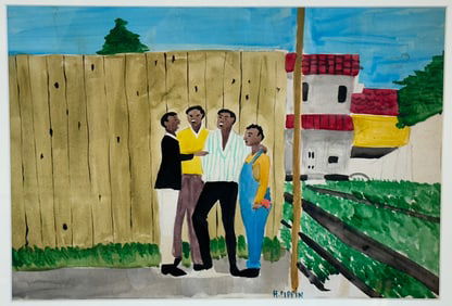 Horace Pippin; 20thC. American Watercolor - Harmonizing Signed