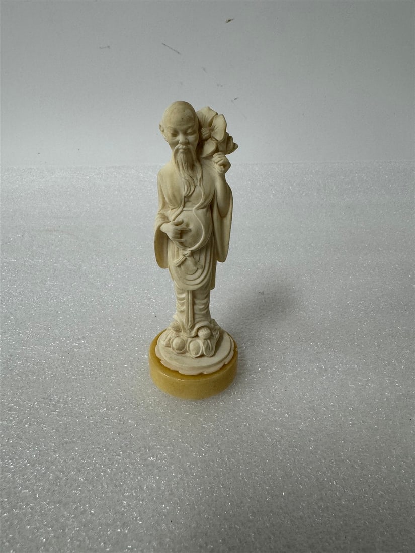 Oriental Bone Carved Figure Elder: 5 3/4"H