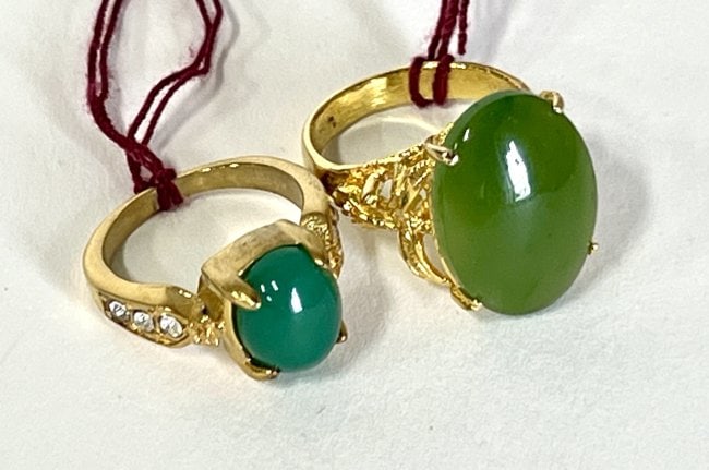 Emerald and Jade Rings. Both Gold Washed (2) (1 of 1)