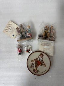 Norman Rociwell Figures (3) & Plate
