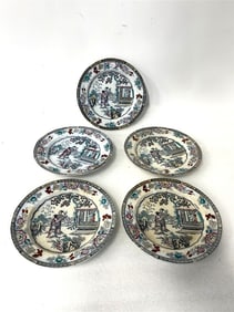Antique Aesthetic Movement Faience Plates(5)