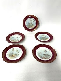 Austrian Hand Painted Fish Plates(5)