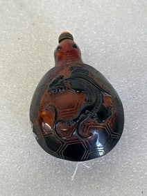 Antique Amber Snuff Bottle Coral Stopper