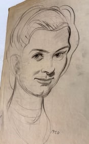 Pavel Tchelechev(attributed to); Graphite Drawing of a Woman