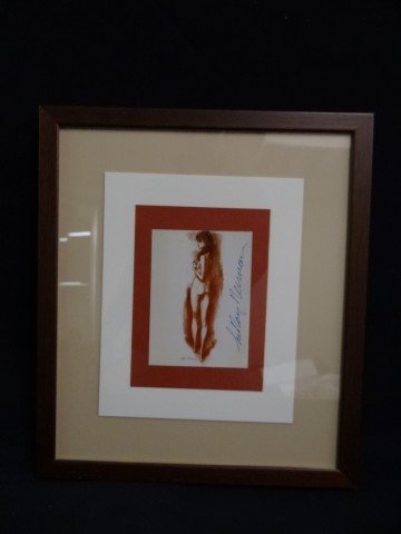 LeRoy Neiman print signed: Print, "Brooke Shields as Sargent's Egyptian Girl". Signed and gallery framed; 5.5in. X 4in.