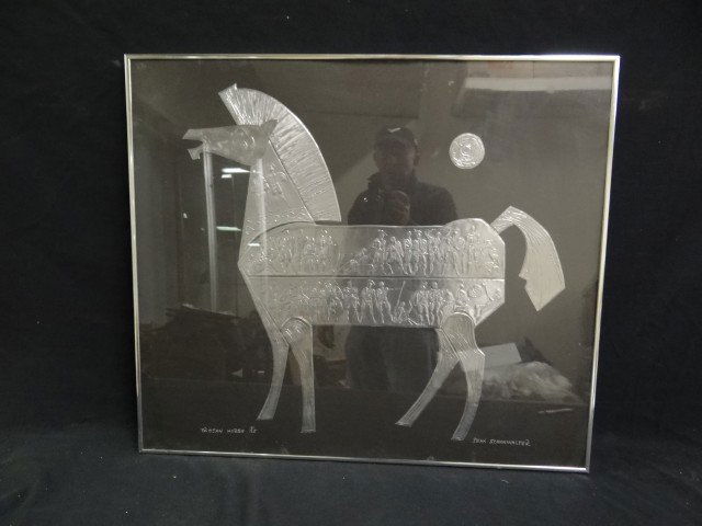 Jean Schonwalter print signed: Print, Trojan Horse. Pencil signed and numbered 15/25; 30in. X 26in.