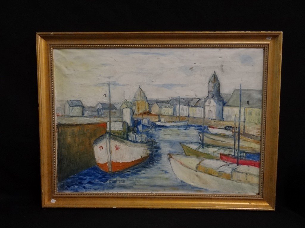 Jean Lauduron; 20th C. French oil painting signed: Oil on canvas, Offert A Yves et Chantal signed l.l. and dated 1973. Inscribed on reverse; 20in. X 28in.