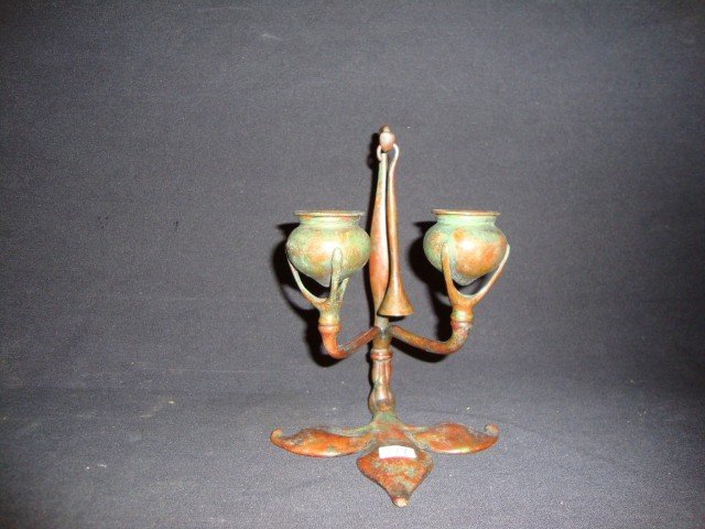 Bronze Tiffany Studios New York Candlestick: Signed Tiffany Studios New York and numbered 2312 8 1/2"H.