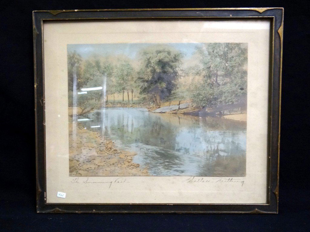 Wallace Nutting Print: The Swimming Pool. Signed. Inscribed with title 10" x 13 1/2"