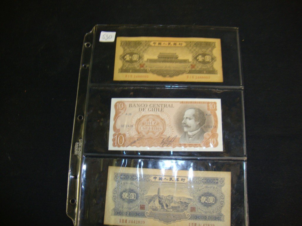 Chinese Paper Currency: Chinese Paper Currency (2) and Chilean Paper Currency (1)