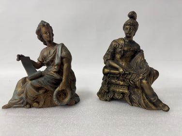 Antique Pr Brass Figurse Classical Warriors