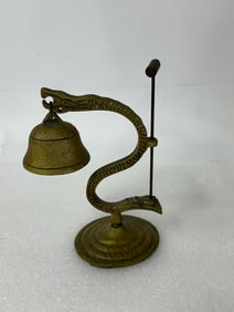 Antique Brass Bell Held by Serpent