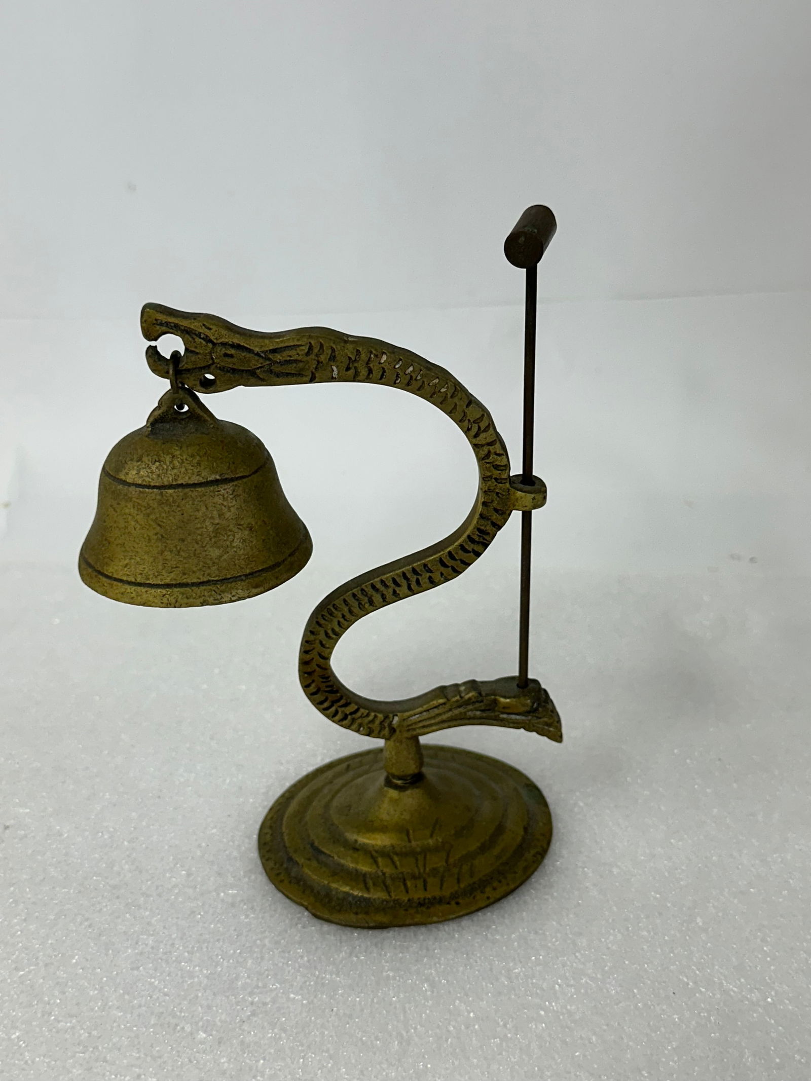 Antique Brass Bell Held by Serpent (1 of 4)