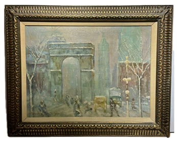 Johann Berthelsen(after); 20thC. American Oil Washington Square