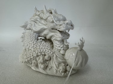 Milk Glass Over Porcelain Dragon