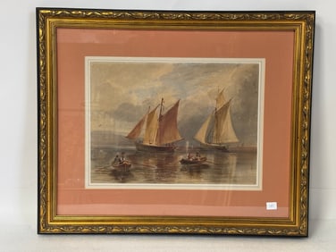 Watercolor. Sailboats. Framed.