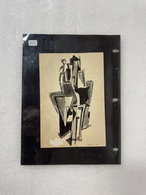 Signed and Dated Abstract Ink Drawing