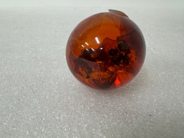 Amber Ball, Polished with Two Insects Embedded