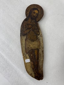 19th C Spanish Painted Religious Icon