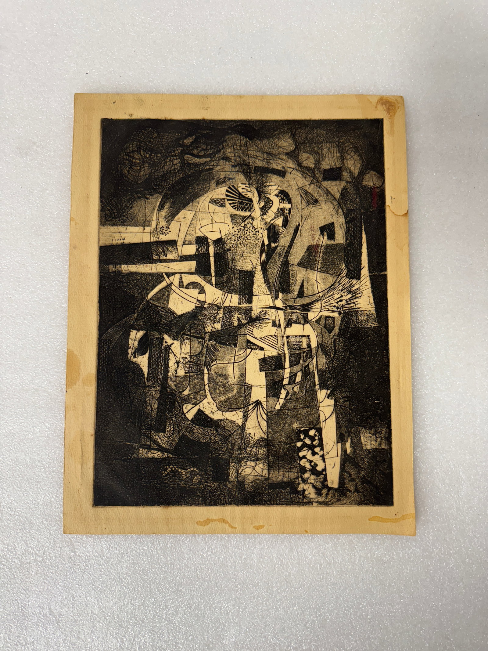 Black Ink Etching Mid 20th C: Multi-layered impression. Studio of M C Escher