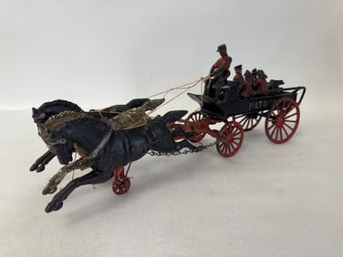 Cast Iron Horse Drawn Wagon Toy
