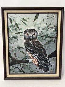 Mary Henderson , Oil on Canvas, Owl, Sgd.