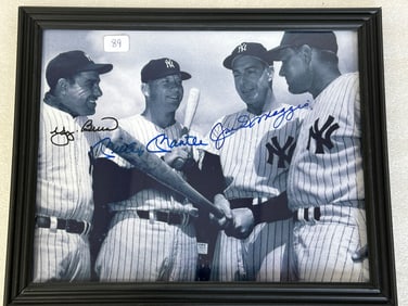 Berra. Mantle. DiMaggio Photo Sgd COA