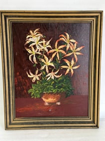 E. Chidgey Oil on Board "Tiger Lilies"