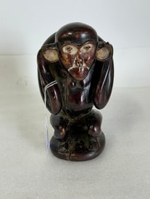 Wood Carved Monkey Figure