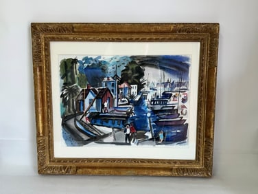 Phil Dike; 20thC. American Watercolor ?Balboa Island? Signed