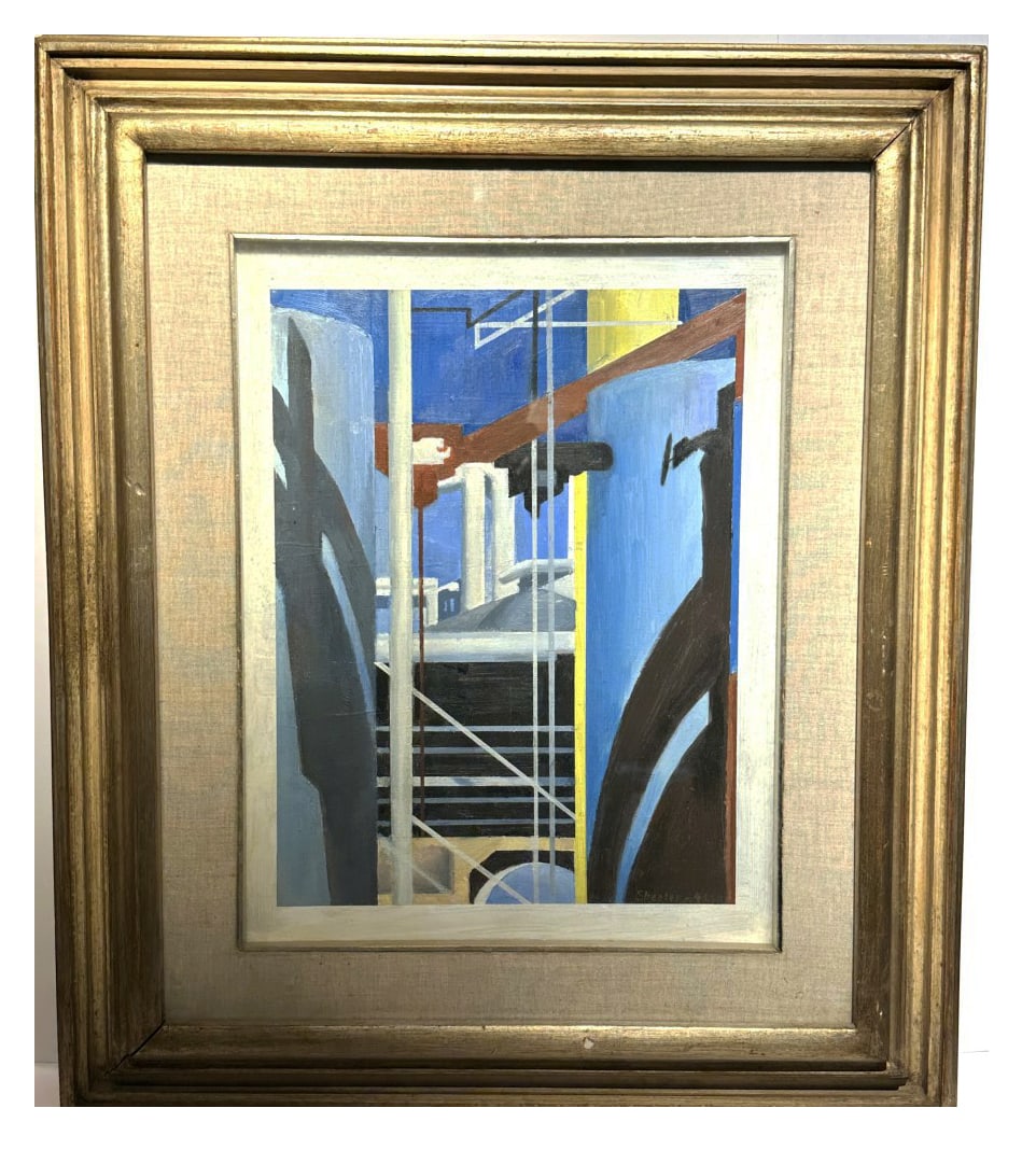 Charles Sheeler; 20thC. American Modernist Tempera on Plexiglass Signed (1 of 6)