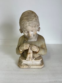 Antique Alabaster Statuary of a Young Maiden