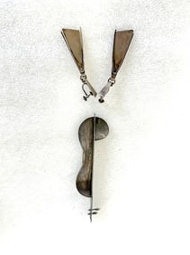 Modernist Sterling Silver Lobel Set Sgd.