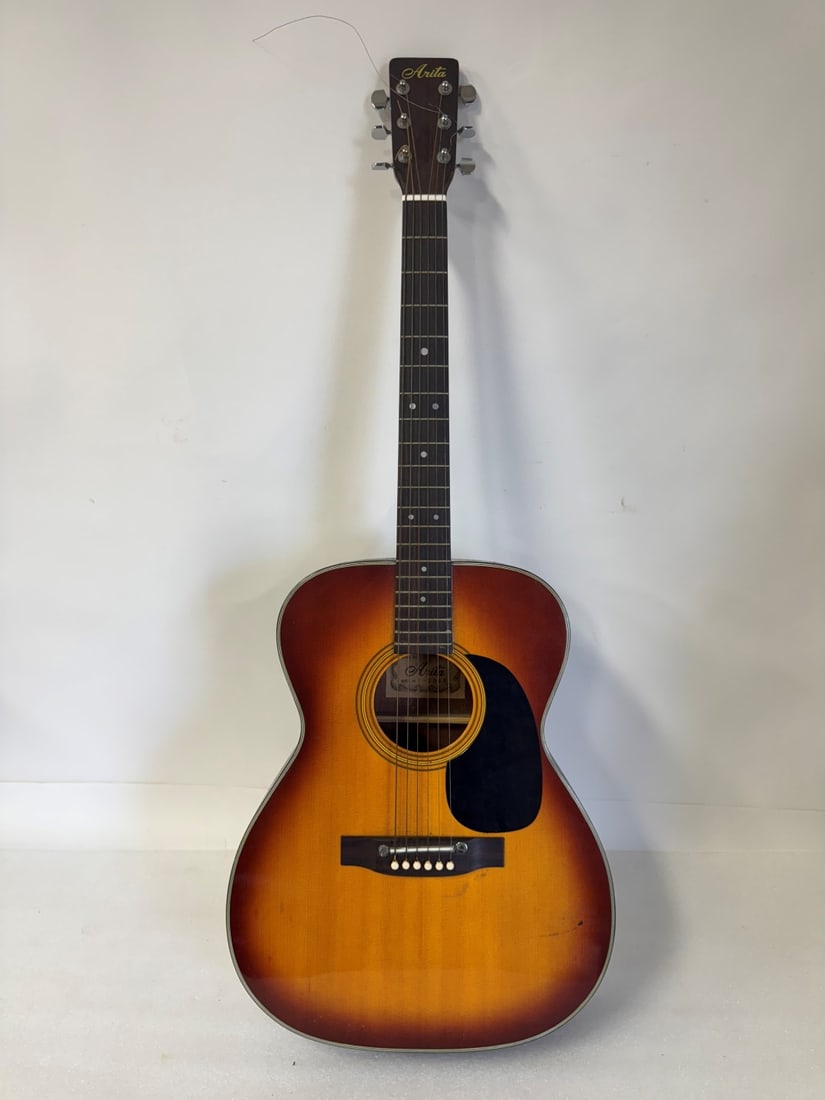 Arita Brand Acoustic Guitar: Model number F-20BR. As pictured. In original case. 39.75"L