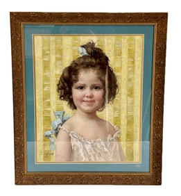 Caroline Espinet; 19thC. French Pastel Portrait of a Girl Signed