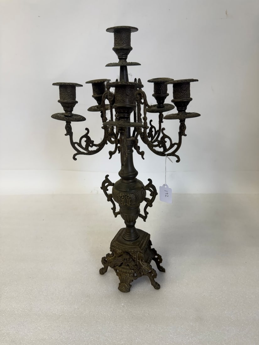 Six Branched Dore Bronze Candelabra: 17:H