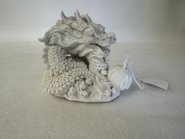 Milk Glass Over Porcelain Dragon